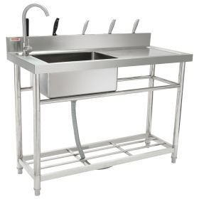 VEVOR Stainless Steel Utility Sink, 1 Compartment Free Standing Small Sink w/Workbench Faucet & legs