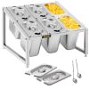 VEVOR Expandable Spice Rack, 13.8"-23.6" Adjustable, 2-Tier Stainless Steel Organizer Shelf with 6 1/9 Pans 6 Ladles