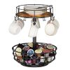 Carousel Coffee Pod Holder Basket, K Cup Organizer for Counter, Coffee Cup Organizer with 12 Mug Hooks, Mug Tree with Storage Basket, for Coffee Bar