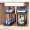 2 Tier Under Sink Organizer, Bathroom Cabinet Organizers and Storage Shelf, 2 Tier Sliding Drawer for Hooks Hanging Cup