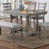 Dining Table 6x Side Chairs 7pcs Dining Set Grey Finish Dining Room Furniture Fabric Seat Rustic Style