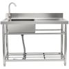 VEVOR Stainless Steel Utility Sink, 1 Compartment Free Standing Small Sink w/Workbench Faucet & legs