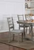 Dining Table 6x Side Chairs 7pcs Dining Set Grey Finish Dining Room Furniture Fabric Seat Rustic Style