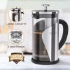 TBGENIUS Cafetiere 2-4 Cups, French Press 600ml Coffee Maker, 4 Level Filtration System, Metal Housing