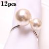 24pcs Elegant Pearls Napkin Rings Metal Napkin Holders U-Shaped Napkin Buckle Wedding Gifts Party Christmas Festival Table Decor