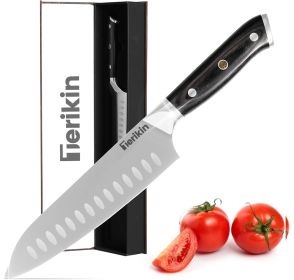 Professional Chef Knife 8 Inch, Santoku Knife 7 Inch High Carbon Steel Chef Knife Japanese Knife, Full Tang Wood Handle Kitchen Knife (size: Santoku knife)