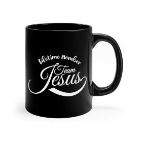 Black Ceramic Mug - 11oz, Lifetime Member Team Jesus Illustration (size: 11oz)