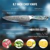 Damascus Steel Chef Knife 8 Inch, Santoku Knife, Boning Knife, Japanese Professional 10Cr15MOV Blade With Hand Forged Hammer Pattern