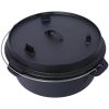 pre-Seasoned Cast Iron Dutch Oven With Skillet Lid, Outdoor Camping Deep Pot for Camping Fireplace Cooking BBQ Baking Campfire, Leg Base, 12 Quart