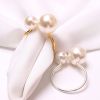 24pcs Elegant Pearls Napkin Rings Metal Napkin Holders U-Shaped Napkin Buckle Wedding Gifts Party Christmas Festival Table Decor