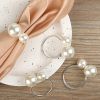 24pcs Elegant Pearls Napkin Rings Metal Napkin Holders U-Shaped Napkin Buckle Wedding Gifts Party Christmas Festival Table Decor